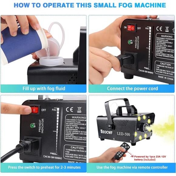 Upgraded Smoke Machine Fog Machine, 2000CFM Fog 8 LED and 13 Colors Lights - Picture 6 of 7